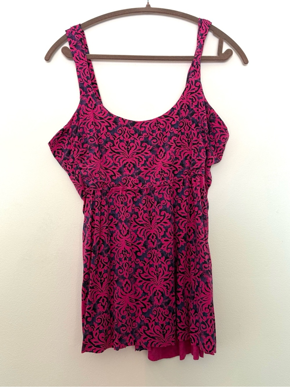Pink and Black Patterned Cami Babydoll Top